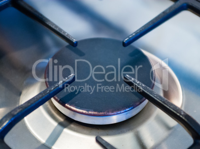 Close-up of metallic kitchen stove burner