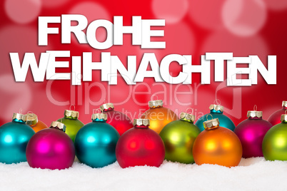 Frohe Weihnachten Weihnachtskarte bunte Weihnachtskugeln Dekorat