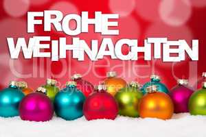 Frohe Weihnachten Weihnachtskarte bunte Weihnachtskugeln Dekorat