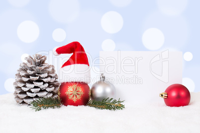 Weihnachtskarte mit Mütze Weihnachten Dekoration mit Schnee und