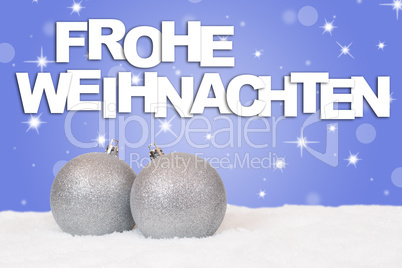 Frohe Weihnachten Silber Weihnachtskugeln Dekoration mit Schnee