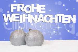 Frohe Weihnachten Silber Weihnachtskugeln Dekoration mit Schnee