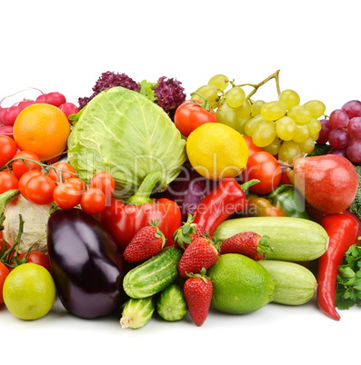 fruits and vegetables isolated on white background