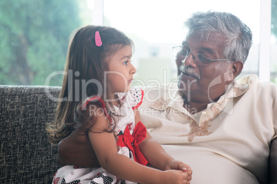 Grandfather and granddaughter communication