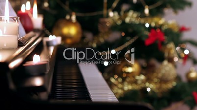 Piano keyboard on Christmas