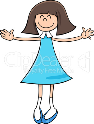 happy girl cartoon illustration