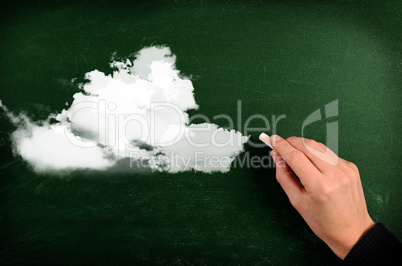 Cloud shape on a blackboard