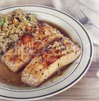 Salmon and Rice with Mushrooms