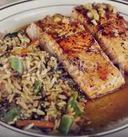 Salmon and Rice with Mushrooms