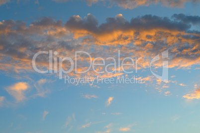 beautiful sunrise and cumulus clouds