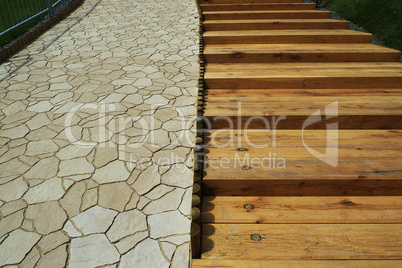 Stairs on swimming pool