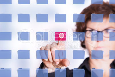 Woman typing on File Folder