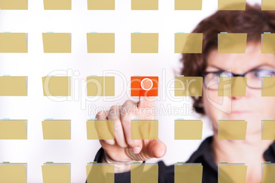 Woman typing on File Folder