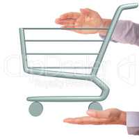 Hands holding shopping cart