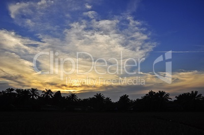 sunset in the village