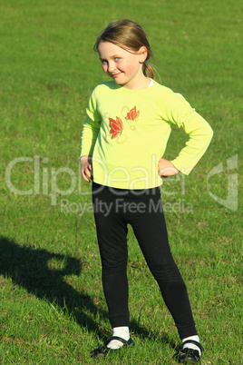 little girl standing at in the business position