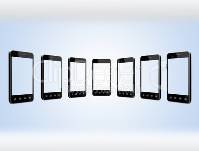 smart-phones transparent on the light blue background