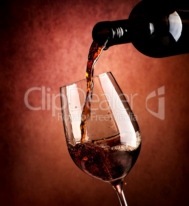 Wine on brown background
