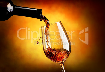 Wine on orange background