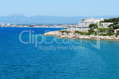 The view on luxury hotel and bay, Costa Dorada, Spain