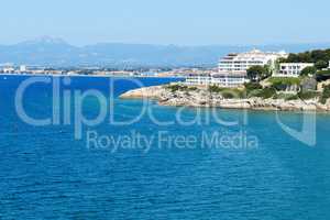 The view on luxury hotel and bay, Costa Dorada, Spain