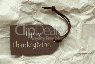 Brown Label With Happy Thanksgiving Paper Background