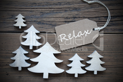 Label And Christmas Trees With Relax