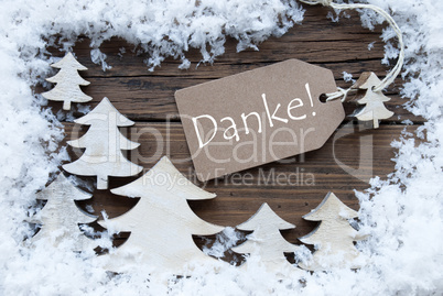 Label Christmas Trees Snow Danke Mean Thank You