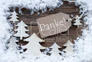 Label Christmas Trees Snow Danke Mean Thank You