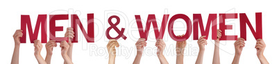 Hands Holding Red Straight Word Men And Women