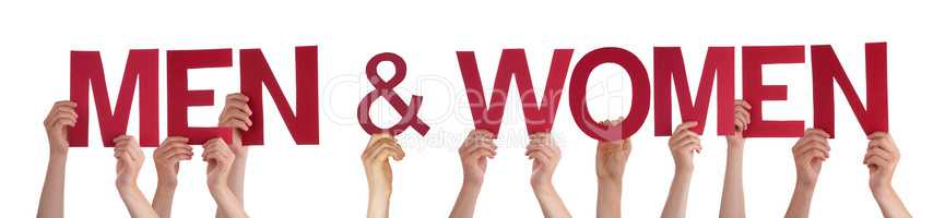 Hands Holding Red Straight Word Men And Women