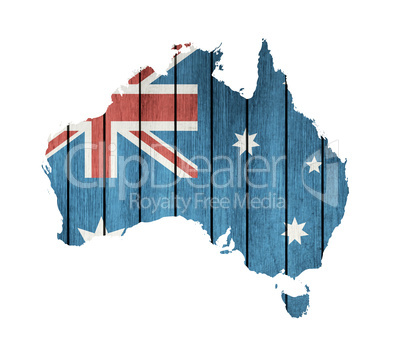 Australian Map With Wooden Flag