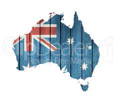 Australian Map With Wooden Flag