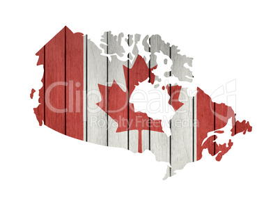 Map With Wooden Flag Of Canada