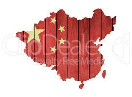 Map With Wooden Flag Of China