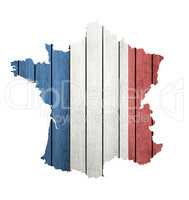 France Map With Wooden Flag