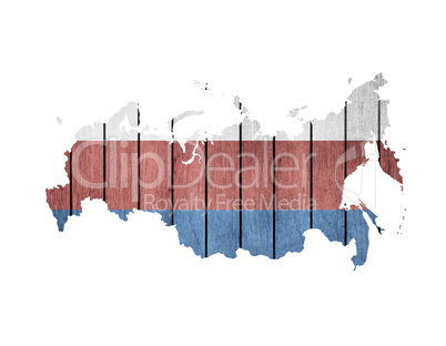 Russian Map With Wooden Flag