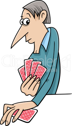 man playing cards cartoon