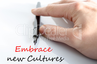 Embrace new cultures Text Concept