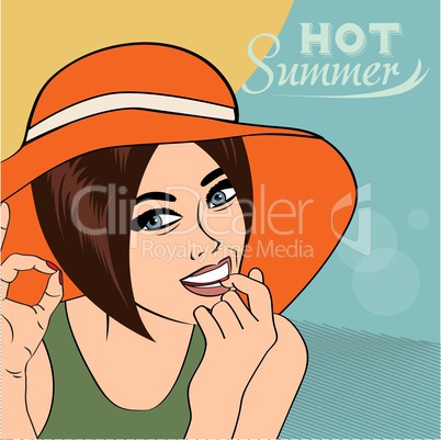 Hot pop art girl on a beach