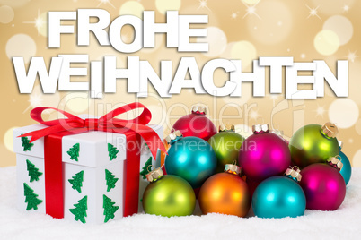 Frohe Weihnachten Weihnachtsgeschenke Geschenke mit gold Hinterg