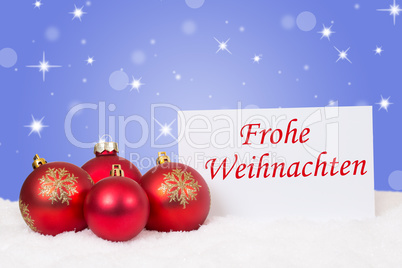 Frohe Weihnachten rote Weihnachtskugeln Weihnachtskarte mit Wün