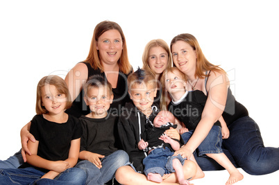 A family of eight people together.