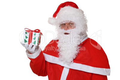 Weihnachtsmann Nikolaus Portrait halten Geschenk an Weihnachten