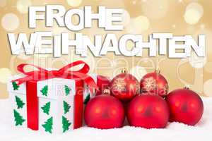 Frohe Weihnachten Weihnachtskarte Geschenke Hintergrund Gold