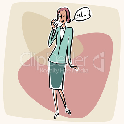 Businesswoman talking phone sell