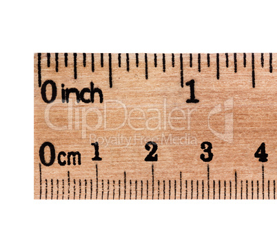 Ruler wooden, isolated on white background