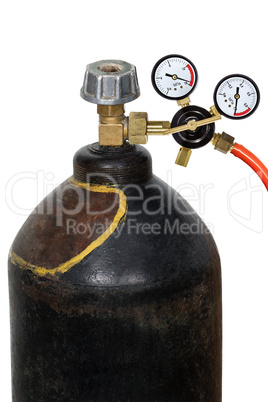 Gas pressure regulator with manometer, isolated on white backgro