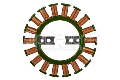 Stator of the stepper motor, isolated on white background