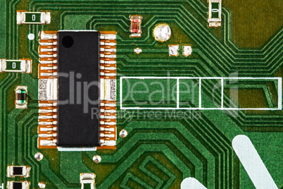 Electronic circuit board with chip and radio components